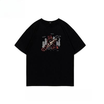 2025 New Casual Short Sleeve T-Shir Print Cotton Regular Fit Round Neck Breathable Loose Unisex Tee Men Women Clothing Anime