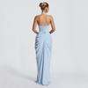 New women's clothing sexy deep V neck halter strap waist slim high split dress skirt