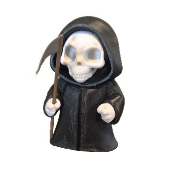 Halloween Grim Reaper Statue 4.72" Articulated Scythe Figure Resin Halloween Desk Decor for Anime Gothic Collections