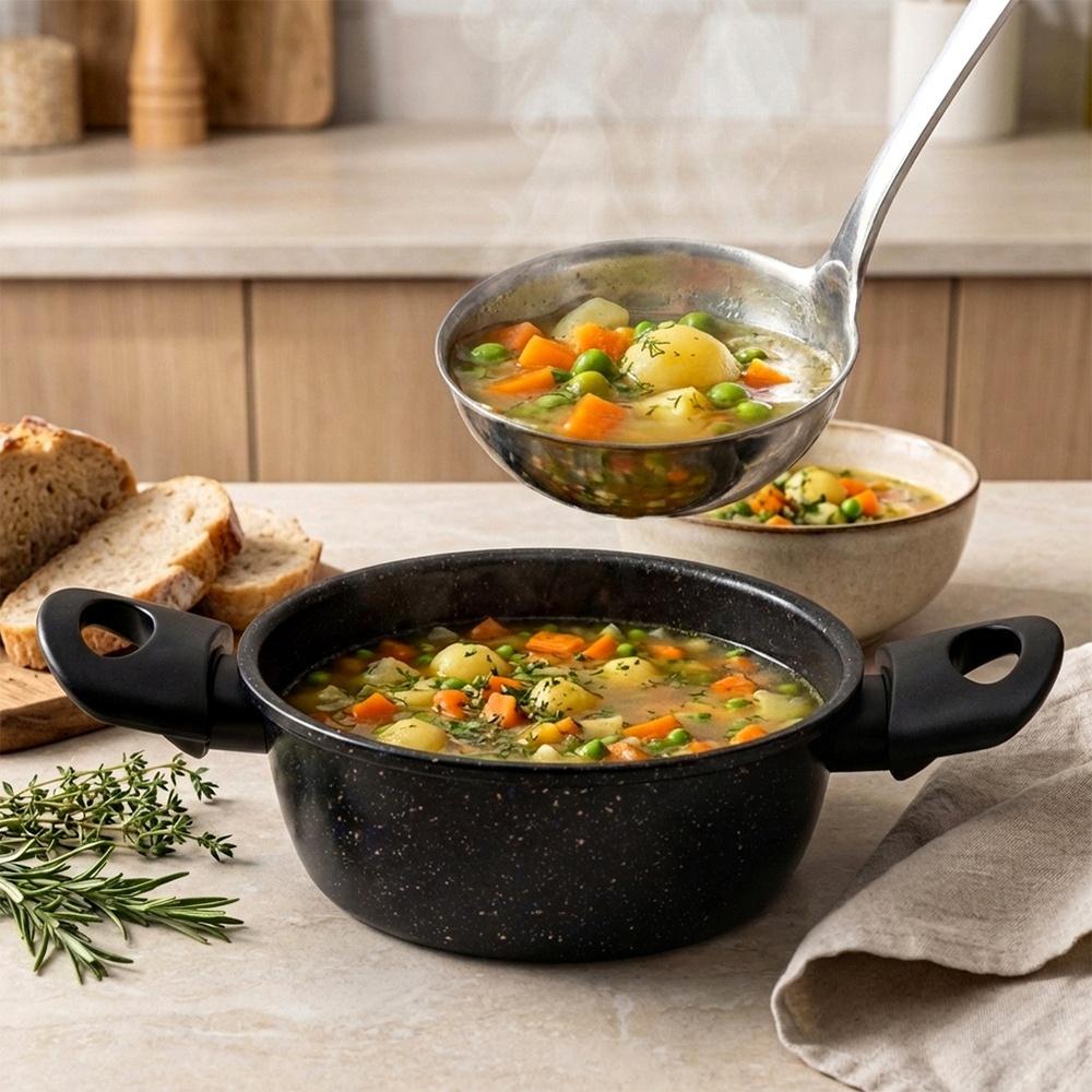 Non-stick Granite Pot for Cooking Stewing Basic 16 Cm 1.2L
