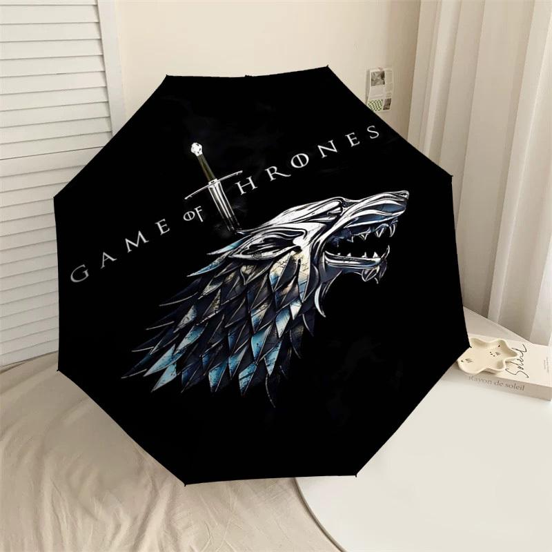 

1pc Game of Thrones Folding umbrella automatic open/close, 8-Rib Durable Frame, Compact Folding Design, Ideal Birthday1107L