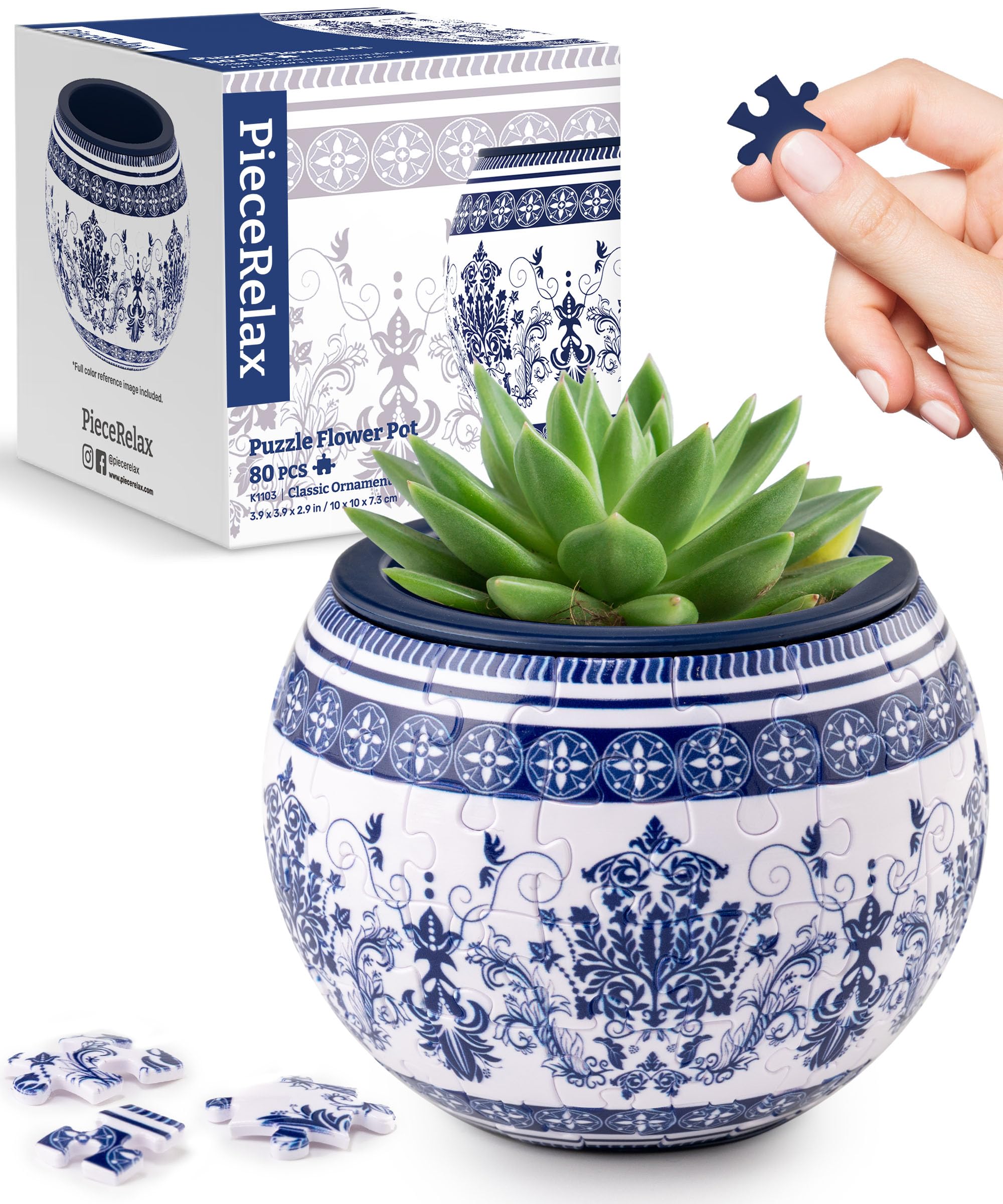 

PieceRelax Plastic 3D Planter Puzzle Day Gift Pen Candy Decorative Item 80-Piece - Mother s [Classic Style] (10x10x7cm) - Children s Gift, Holder,