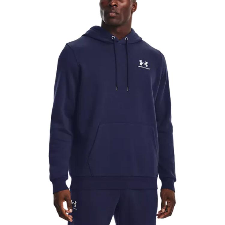 Under Armour Bluză cu glugă de culoare solidă, cu mânecă lungă, sweatshirt pentru bărbați, Albastru închis 1373880-410