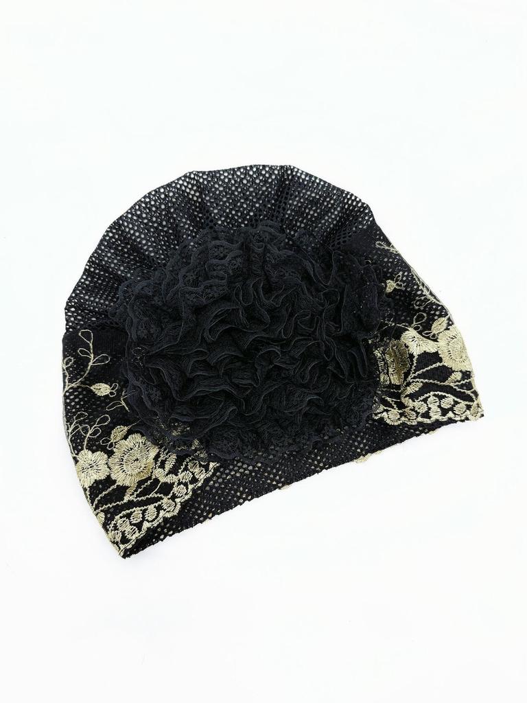 Elegant Mesh Embroidery Cap - Stylish, Breathable Head Wrap for Women, 2024 Spring/Summer, Perfect for Updos & Covering White Hair
