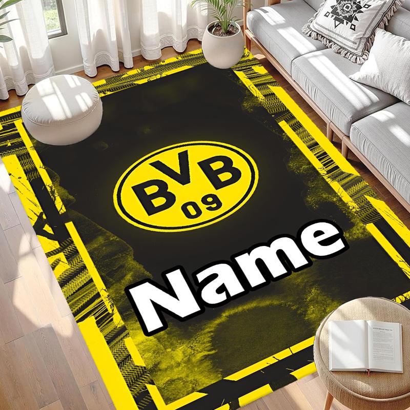 Custom Name Personalized Borussia Dortmund Print Carpet, Versatile Home Decor Rug, for Playroom, Apartment, Balcony, Entryway, Hallway Gift