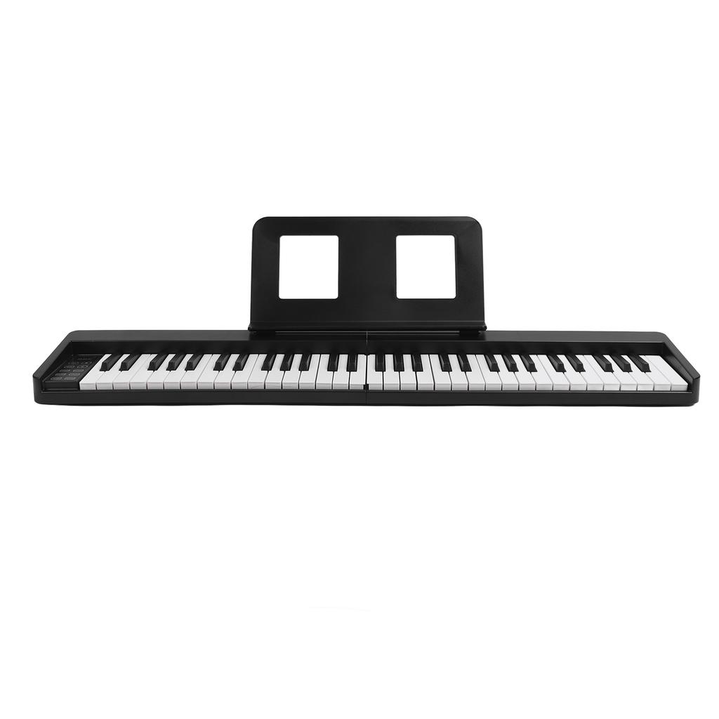 61 Key Folding Piano Full Size Rechargeable Clear Tones Folding Piano Keyboard for Beginner Black