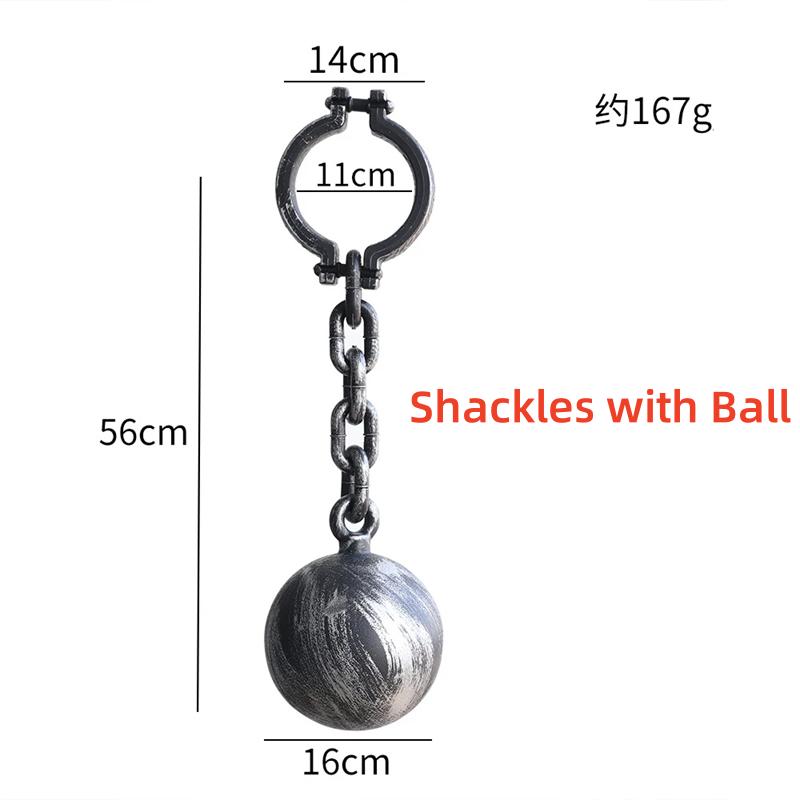 Halloween Plastic Chains Handcuffs Head Cuffed Shackles Ball Fake Chain Links Jail Costume Props Prisoner Cosplay Accessories