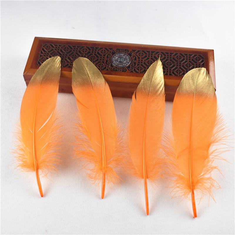 50Pcs Dip Golden Head Goose Feathers 15-20cm/6-8" Gold Feathers Natural Pheasant Feather for Crafts Assesoires Plume Decoration