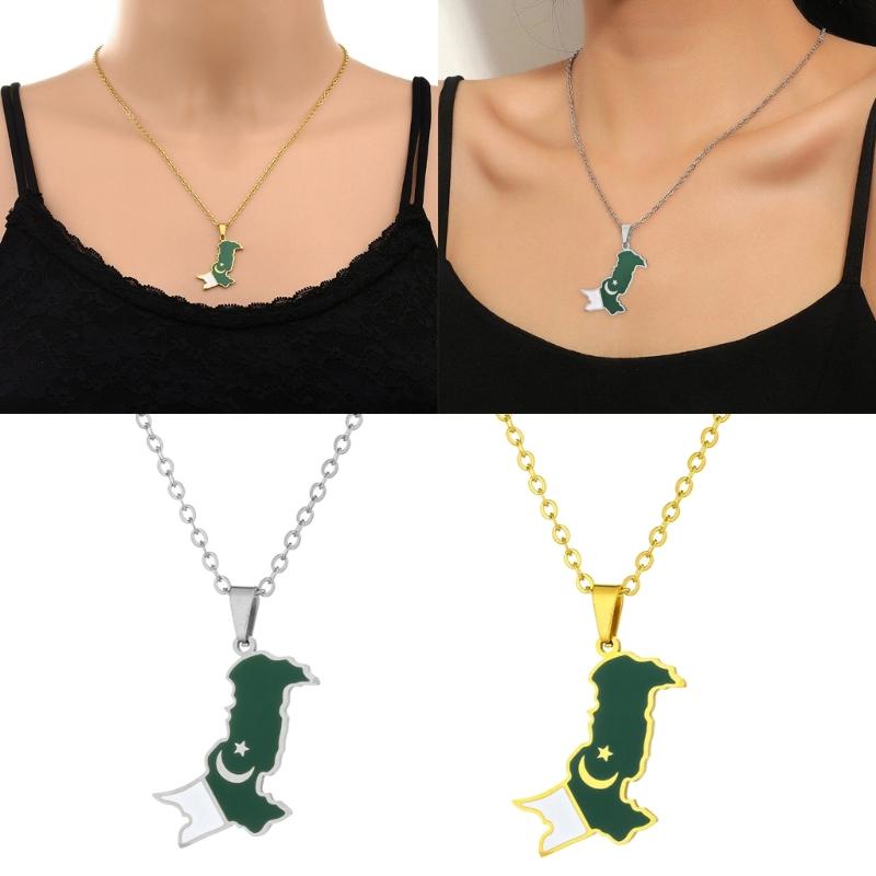 Pakistan Flags Pendant Necklace Fashionable National Maps Neckchains Adjustable Ethnic Collarbone Chains Couple Gifts
