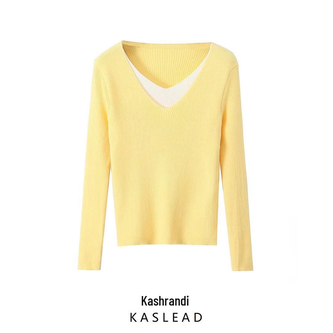 

2024 Autumn Women s European & American Casual Two-Piece Long Sleeve Shirt Small жовтий