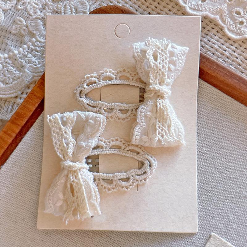 

Minimalist Beige Hair Barrettes Korean Bb Clip With Lace Pearl Accents Elegant Aesthetic Hair Clips For Women Girls StyleF