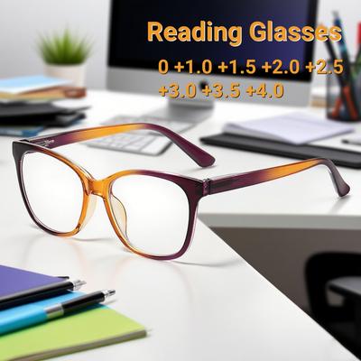 Fashionable High-Definition Cat Eye Presbyopia Glasses With Neutral Color Blocking And Anti Blue Light Presbyopia Glasses