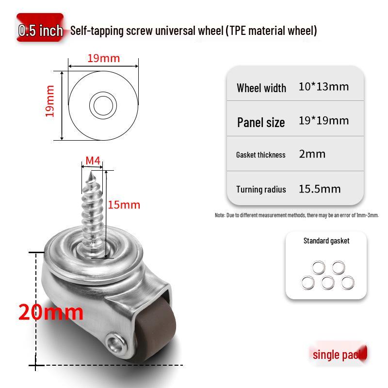 1-Inch Silent Small Caster Wheels for Tatami Drawers & Cabinets - Directional Rubber Rollers
