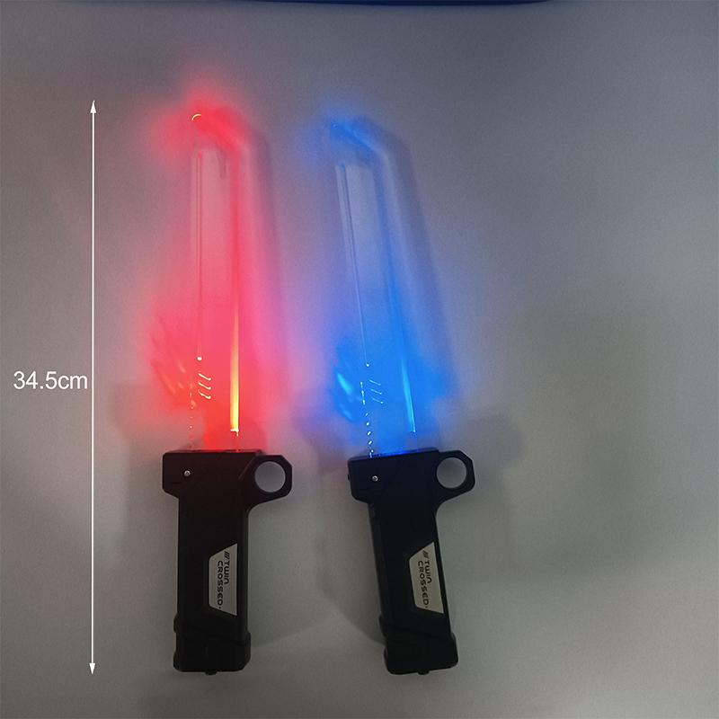 Kids Telescopic Sword with Red And Blue Light 2-in-1 Rotating Decompression toy Glowing Sword Toys Cosplay Props Interactive Toy