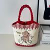 Cute Cartoon Prints Tote Bag Canvas Large Capacity Lunch Bag Colorful Storage Bag