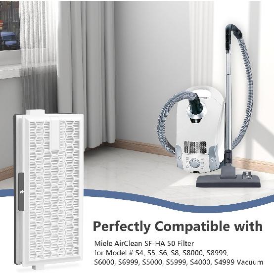 4 Packs HEPA Replacement Filters Compatible with Miele AirClean SF-HA 50 Filter for Vacuu-m Model S4, S5, S6, S8, S8000, S8999, S6000, S6999, S5000,