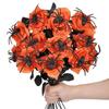 Gothics Black Spiders Artificial Rose Floral Stem For Themed Event Bendable Stalk Silk Flower For Eerie Decoration