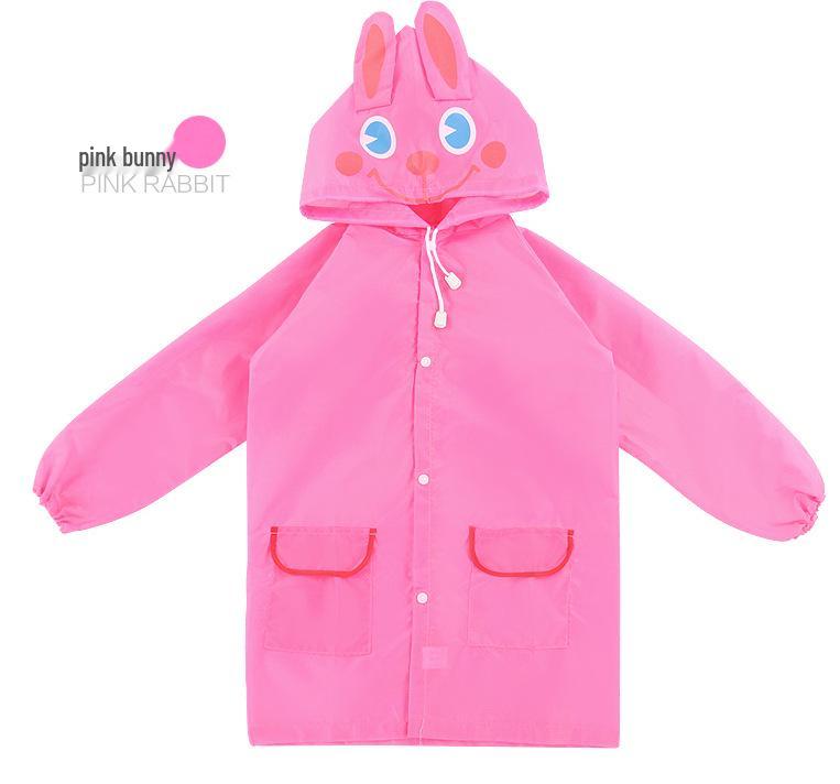 Korean Style Kids' Waterproof Cartoon Hooded Raincoat Poncho