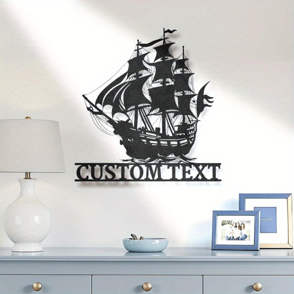 Custom Stylish Pirate Ship Wall Decor Metal Art Nautical Name Sign Home Gift