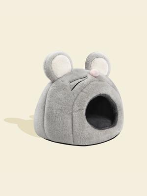 Cute Mouse Shaped Hamster Bed House, Hedgehog Hideout Nest Small Pet Winter Warm Cage Accessories