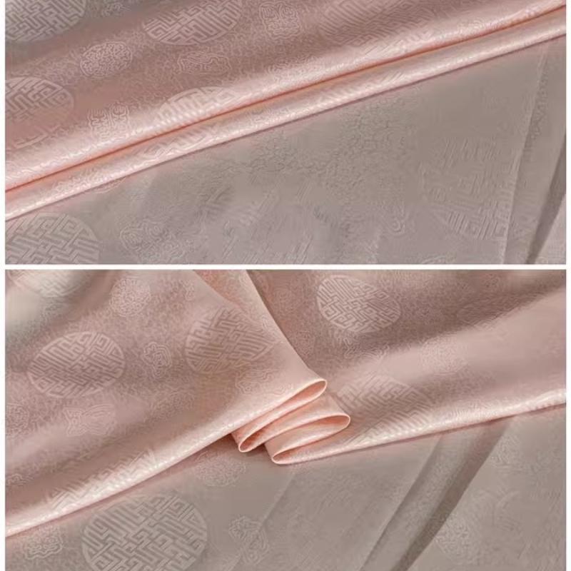 17 Ohm Silk Fabric Traditional Chinese Jacquard Silk Cotton Charmeuse Crepe Tissu Fabric for Sewing Cheongsam Cloth Width 114cm