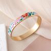 European and American Bestseller: 18K Gold Plated Titanium Steel Enamel Bracelet - Women’s Colorful Drip Oil Light Luxury Jewelry.