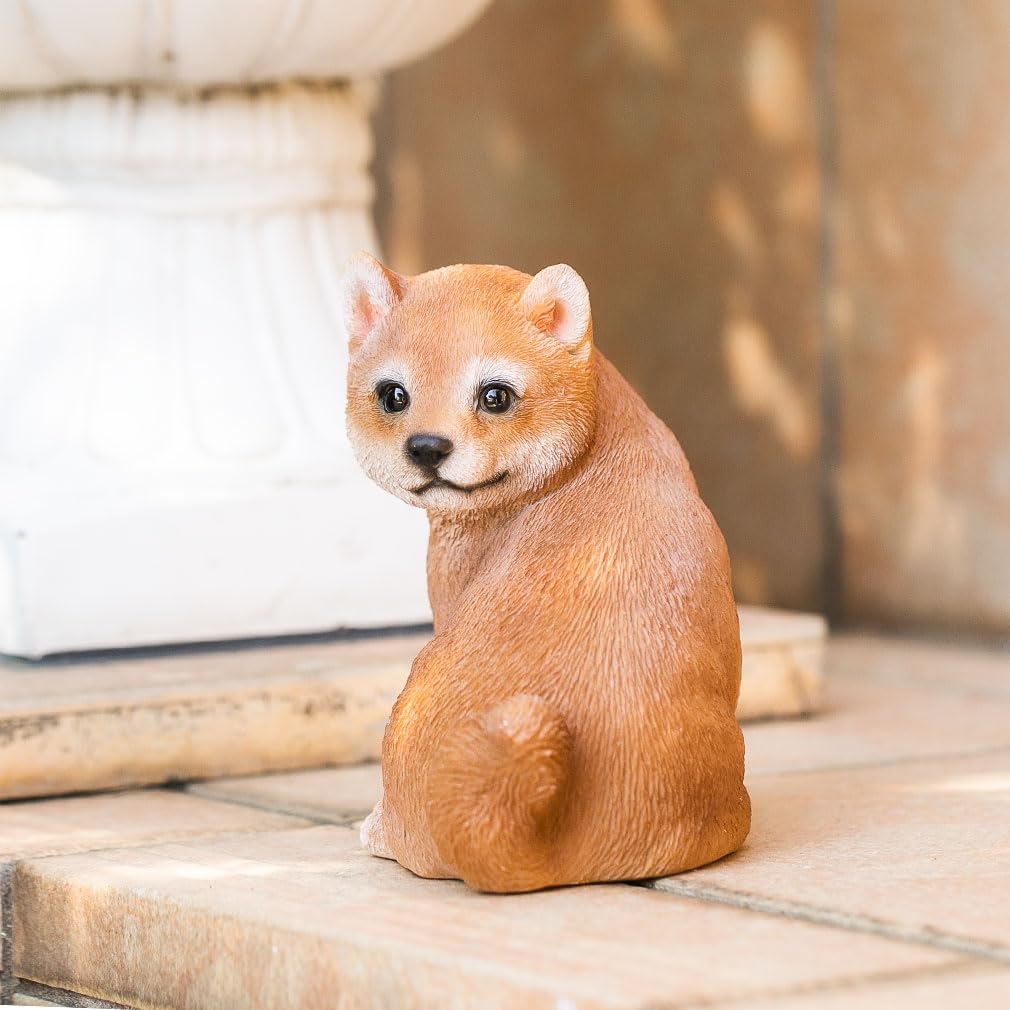 Devalier Cat and Dog Figurine, Interior Decor, Garden Ornament, Made of Resin, Perfect Birthday Gift for Women, [Authentic] (cb005g Shiba Inu)
