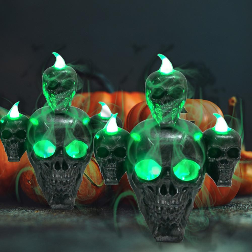 Glowing Skeleton Halloween Candle Holder With Smoke Effect For Decor Festive