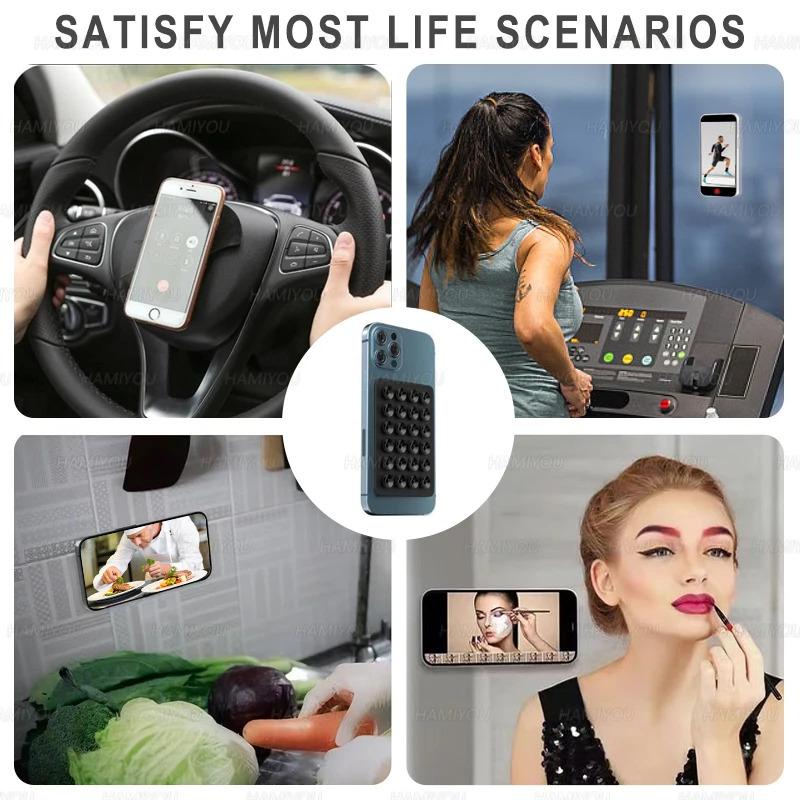 5-1er-Pack starker Griffhalter, selbstklebender Silikon-Saugnapf, Halterung für Telefonhüllen, rutschfest, freihändig, klebrig, Handy-Griffständer