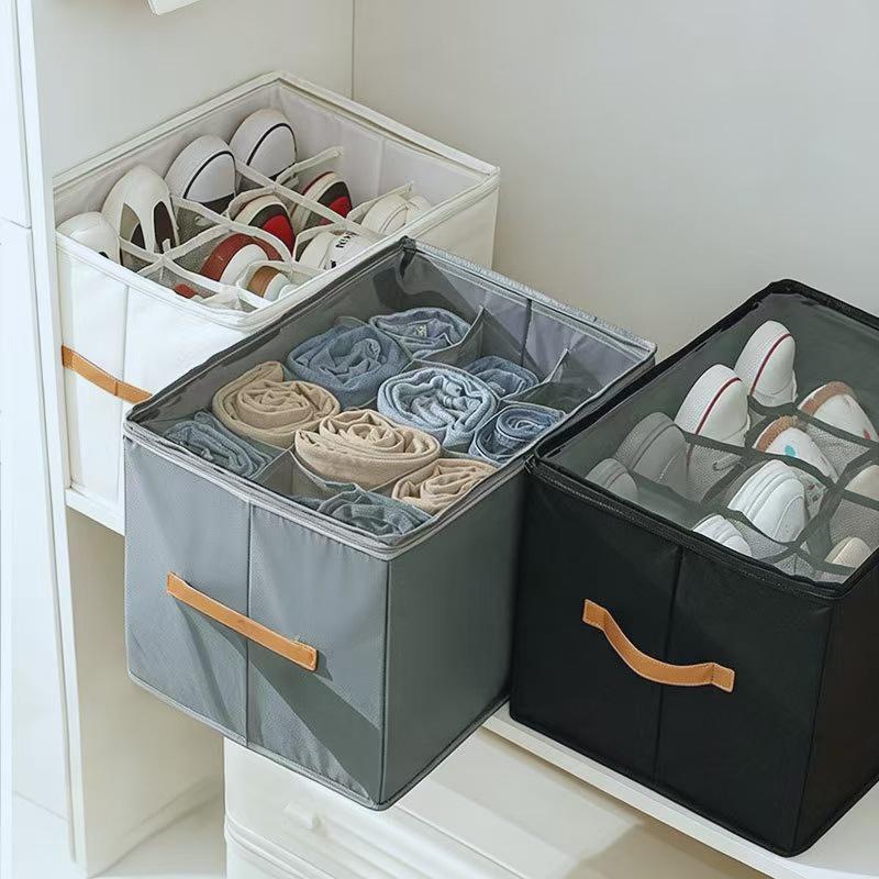 Yuzhe Transparent Foldable Shoe Storage Box with Compartments and Lid for Shoes and Sundries