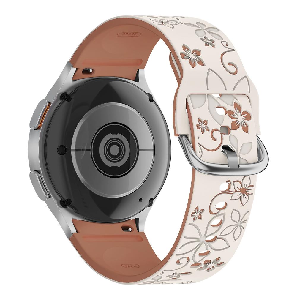 Band for Samsung Galaxy Watch 7/5 Pro/4 6 Classic 40 44mm Engraved flower Silicone Sport Bracelet correa Galaxy Watch 7 Straps