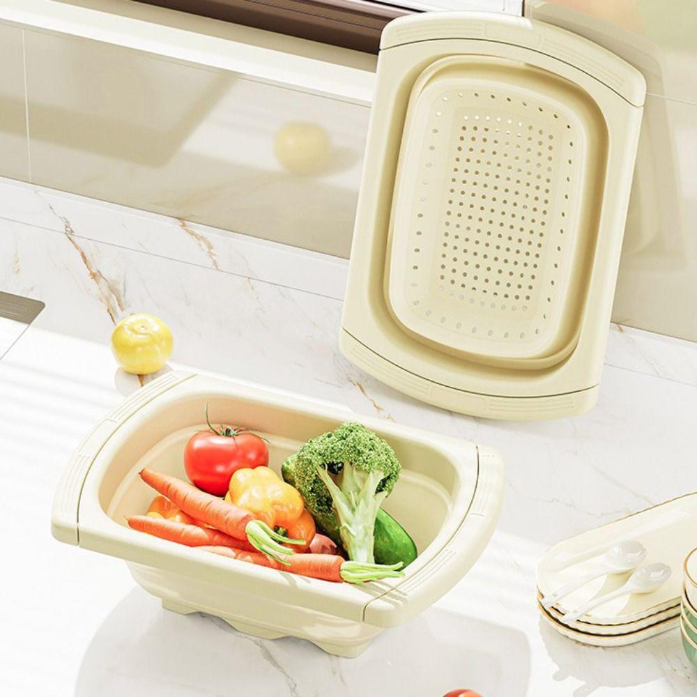 Large Capacity Sink Strainer Basket Foldable Bottom Collapsible Colander  Tableware
