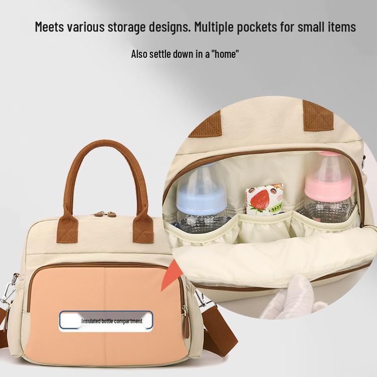 Stylish Maternity Handbag: Large-Capacity Multifunctional Bag with Insulated Milk Bottle Holder for Moms