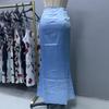 Women High Waist Satin Mermaid Long Skirt Elegant Zipper Solid Color Slim