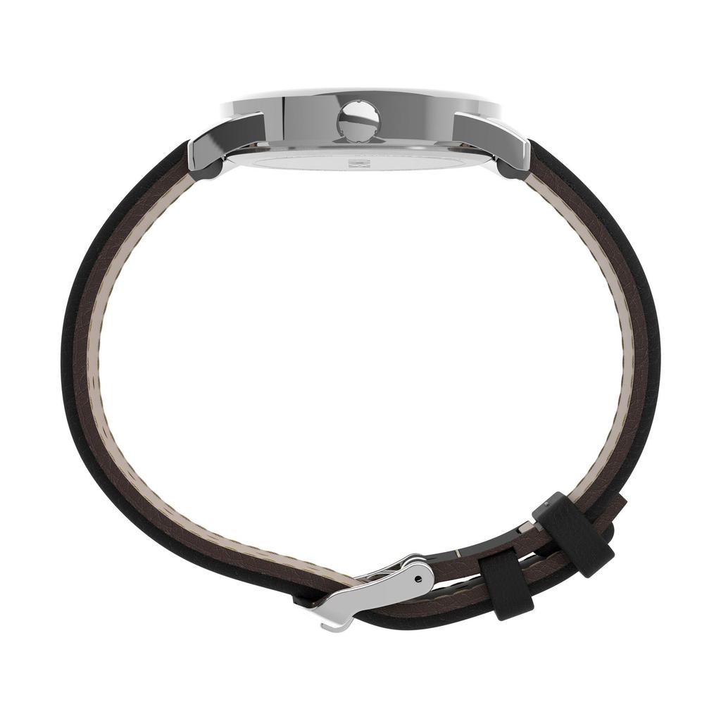 Timex Easy Reader Leather Strap 38mm Men's Watch, Standard, Black/Silver Tone/White.