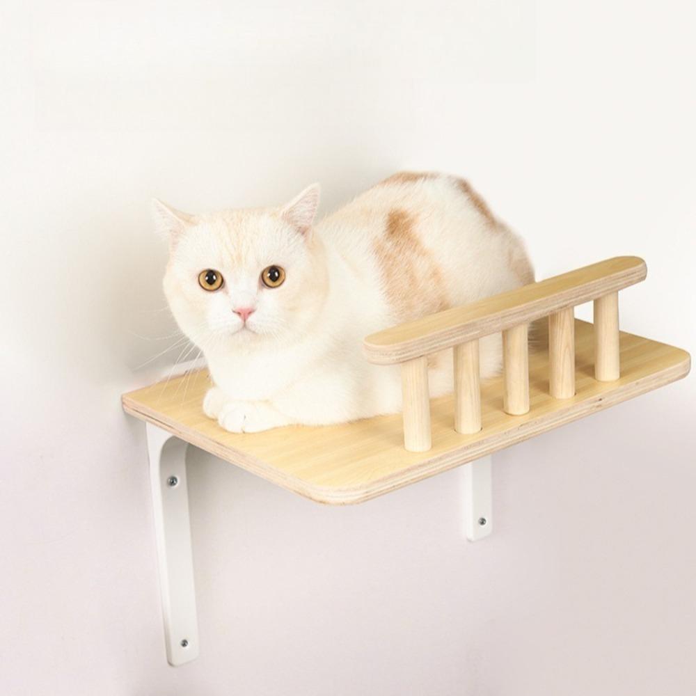 Solid Wood Hanging Hammock for Cats Stable and Steady Wall Mounted Cat Jumping Platform Scratch-resistant Pet Products