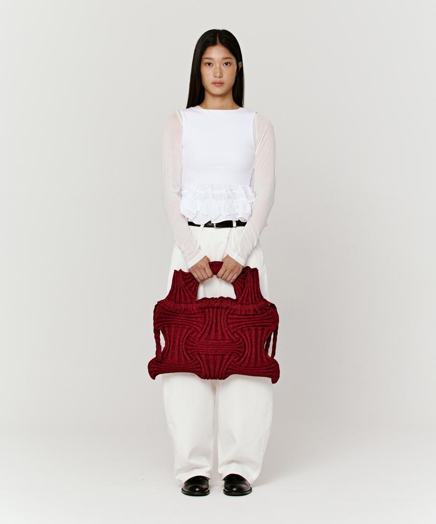 Pleatsmama Big Bow Bag Glitter Burgundy