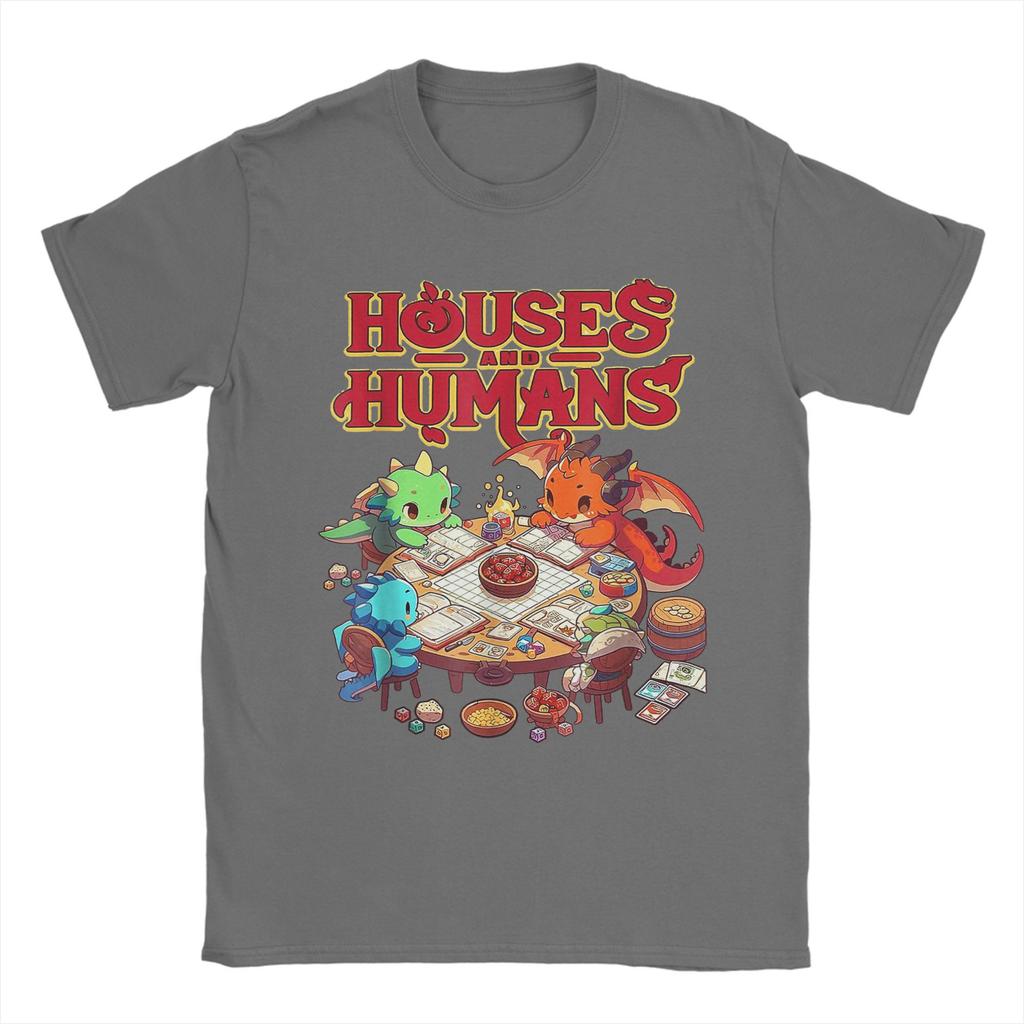 Casas de Juego Humanos Divertido Parodia RPG Jugador Hombres Camisetas Divertidas Camiseta Divertida Manga Corta Cuello Redondo Camiseta de Algodón Tallas Grandes Tops