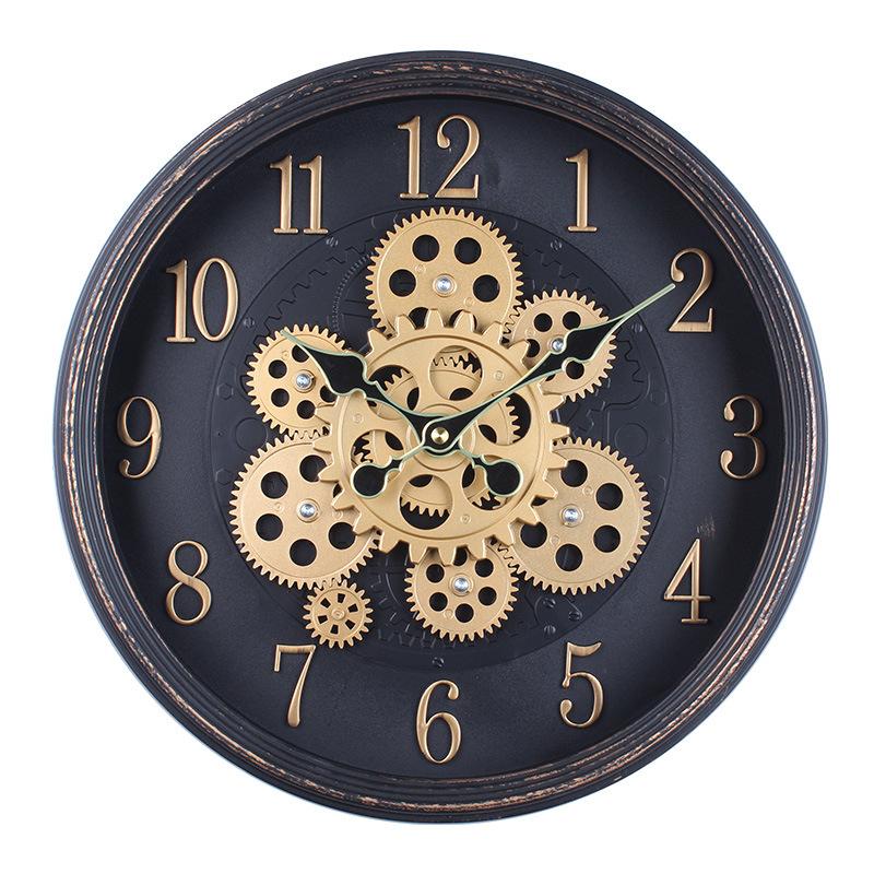 Industrial Style Retro Steampunk Gear Clock Mechanical Plastic Creative Wall Clock Study Cafe Decoration Clock