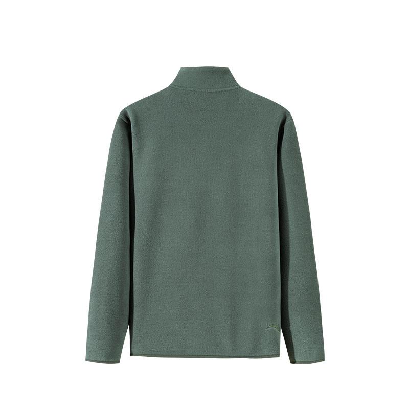 Anta Outdoor Series Solid Color Warm Stand Collar Knitted Sweater Men Sweater Aquatic-Green 952446702-6