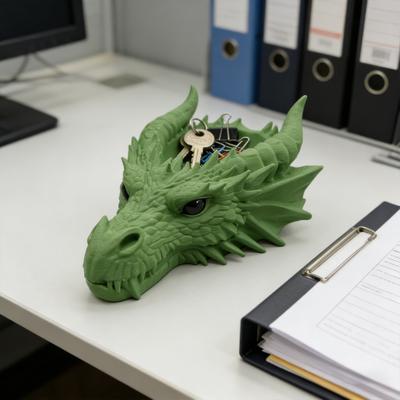 Yousheng Dragon Head Key Tray 3D Printed Dragon Key Dish Fantasy Storage Tray Entrance Desktop Organizer for Keys Coins Jewelry