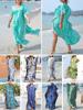 Kvinner Oversized Maxi Dress Tie Die trykt V-hals Beach Robe Cover Ups