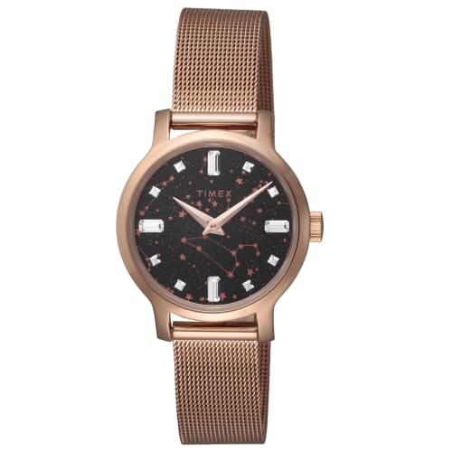 

TIMEX Transcend Celestial Watch, 31mm, Black Dial, Brass, Mineral Glass, Quartz Movement, Women s, Pink Gold, TW2V52100, Philippines