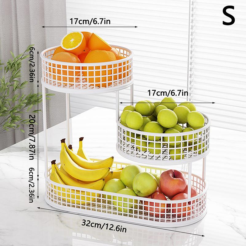 

Настольная фруктовая корзина Металлическая проволочная корзина для хранения, Настольный сервировочный поднос Экономия места Сервировочная подставка Стойка для хранения овощей S белый
