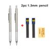 Full Metal Mechanical Pencil Set 0.3 0.5 0.7 0.9 1.3 2.0mm Art Drawing Automatic Pencil with Leads Office Kawaii School Supplies