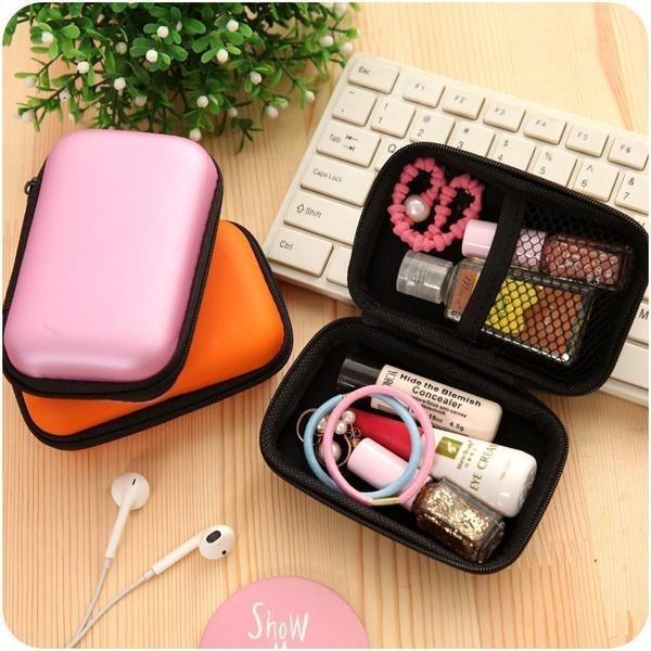 Elegant Mini Zipper Earphone Bag With Mesh Pocket And High Quality Eva Material For Safe Travel