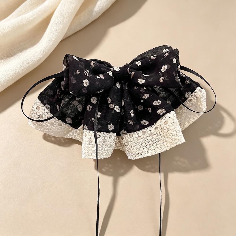Korean-Style Floral Skirt Bow Hair Clip with Lace Trim