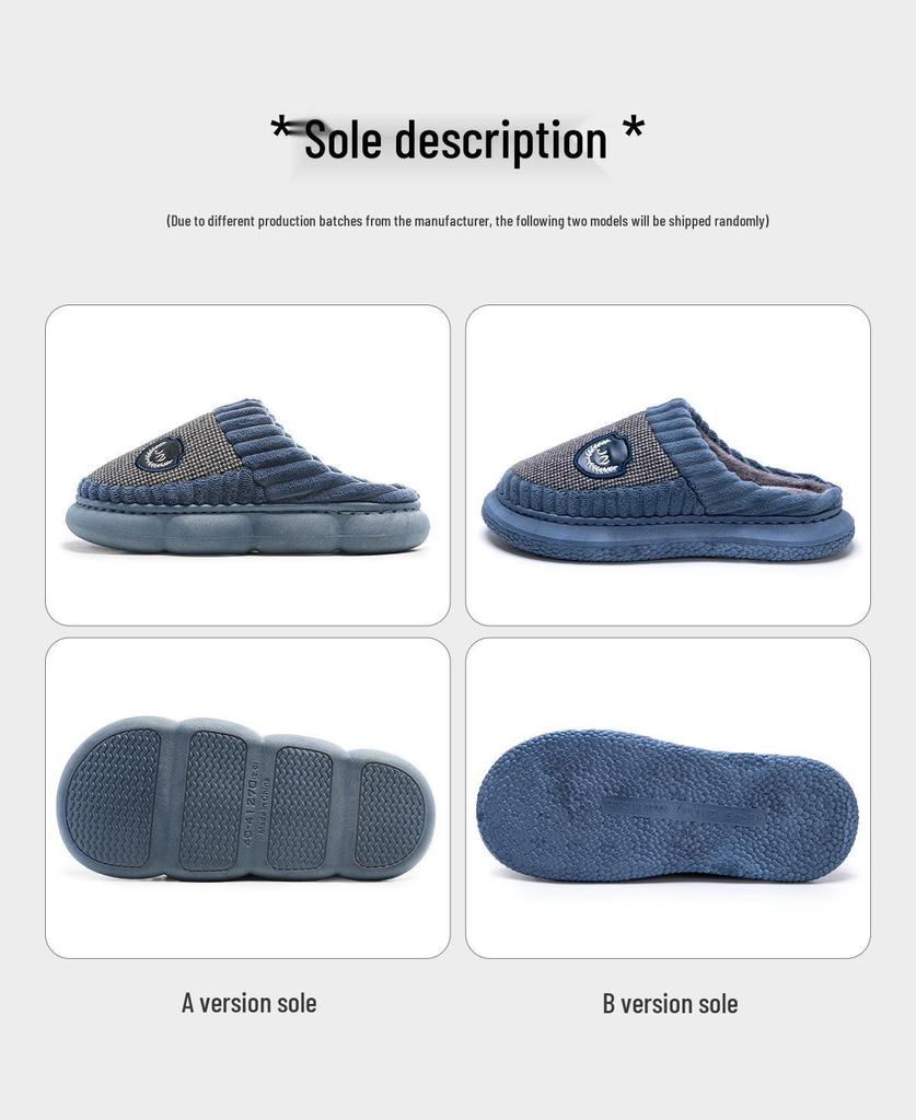 Lida Ni Herr Stor Storlek Halkfria Bomullstofflor för Höst/Vinter 2023 - Inomhus Plyschtofflor för Par