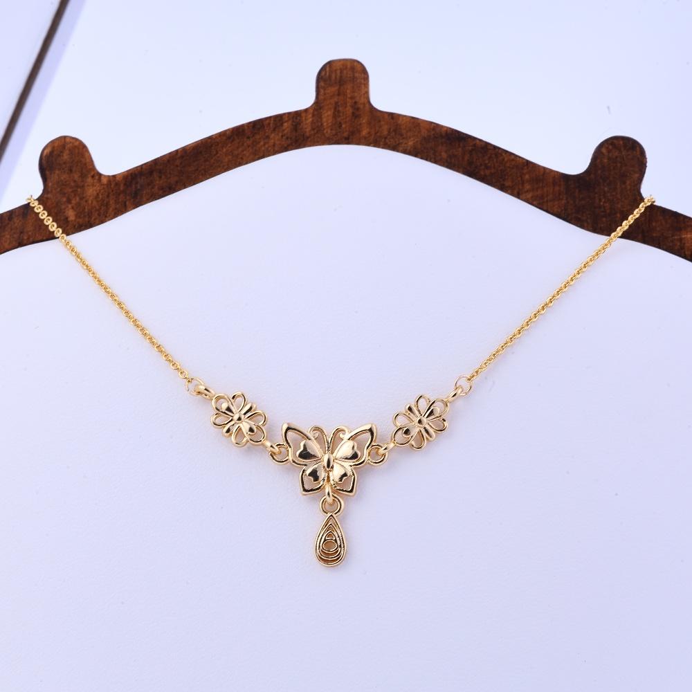 Vintage Butterfly Flower Tassel Necklace Antique Hollow Collarbone Chain for Women Gift