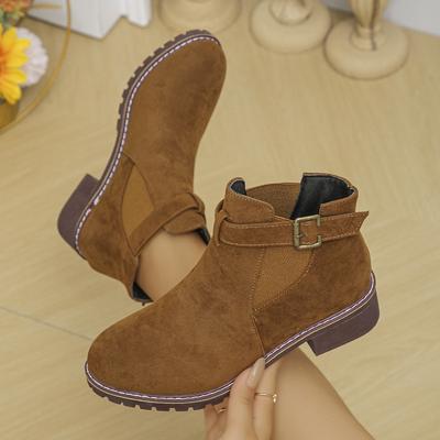 Damskie Buty Wysokiej Jakości Klamra Paska Damskie Buty Zimowe Moda Duże Rozmiary Nowoczesne Buty Damskie Okrągły Nosek Gołe Buty